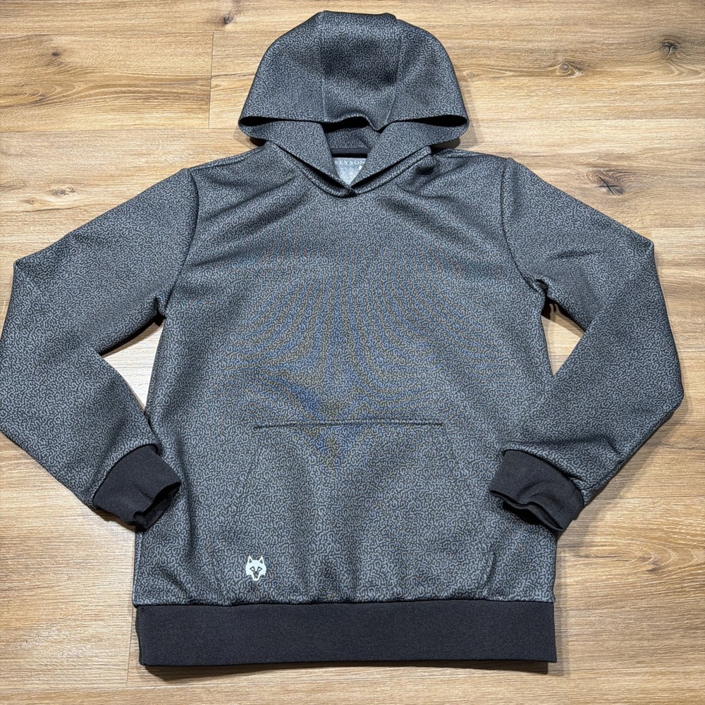 Greyson Men's SMALL‎ Golf Chene Hoodie Den Of Thieves Print Black Gray Casual